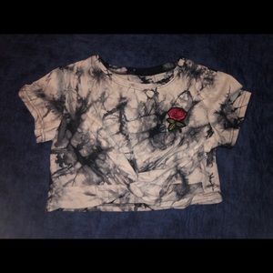 White and black tie dye crop top